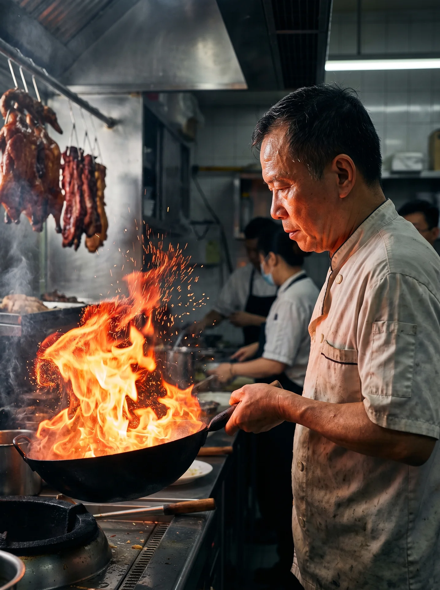 Wok cooking scene used in a commercial food campaign