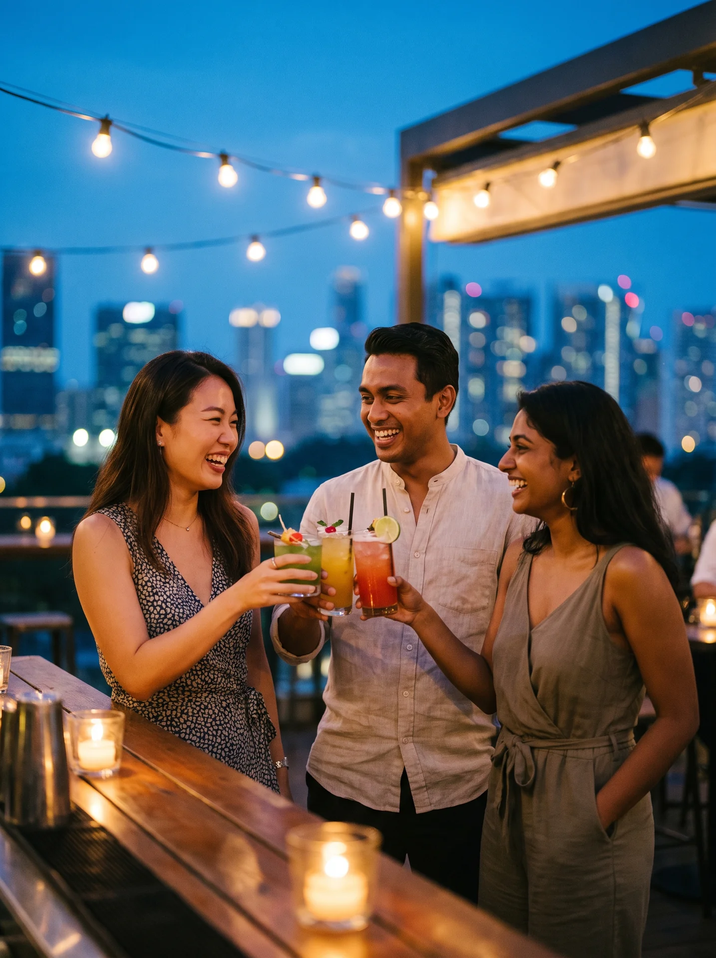 Cinematic rooftop scene illustrating AI video production
